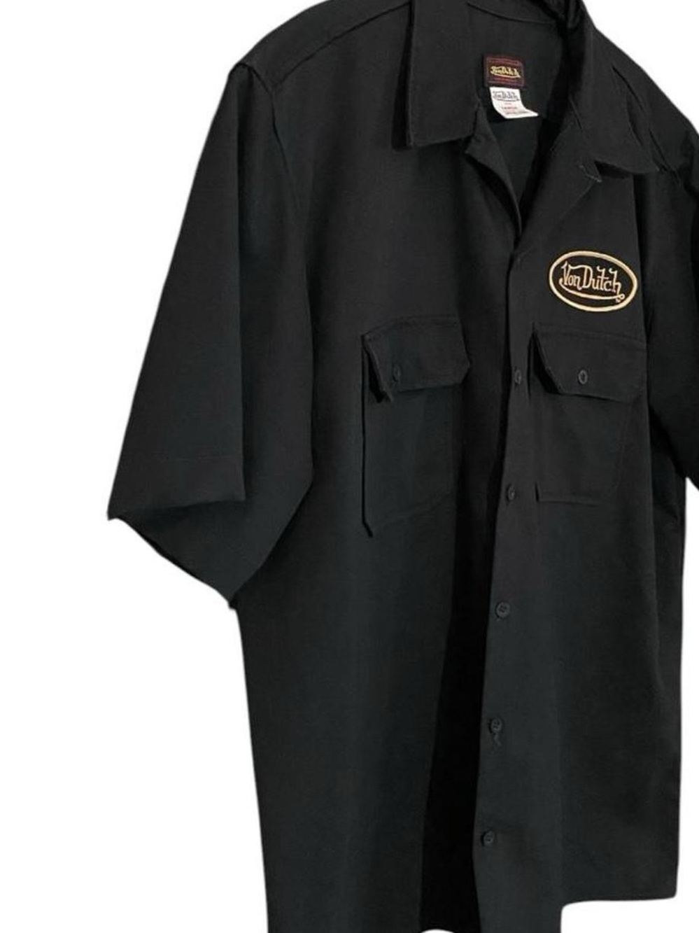 Von Dutch Vintage Mechanic Work Shirt Black Large Kustommade USA - Picture 7 of 9